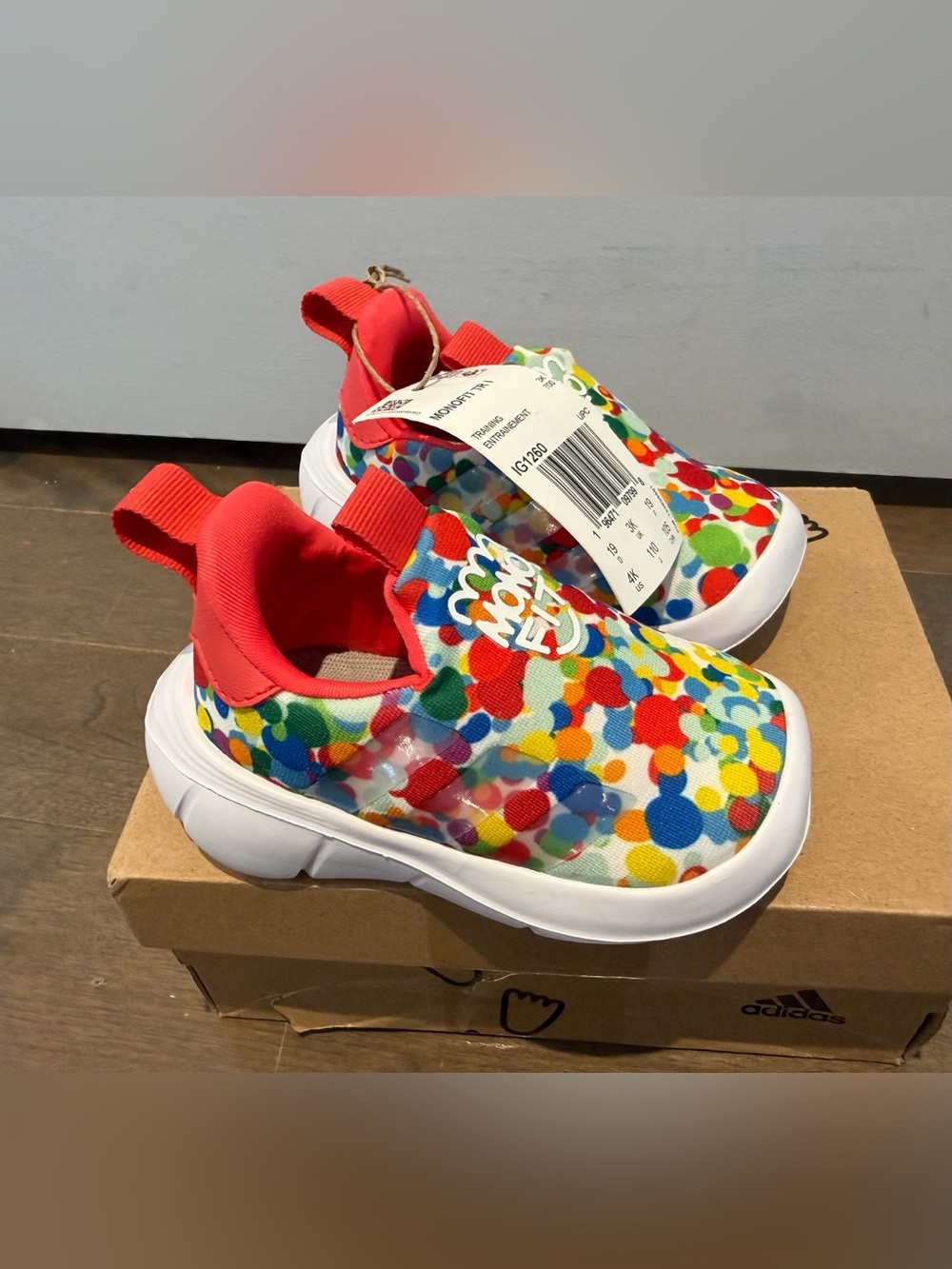 Adidas Kids Multicolor Slip-On Athletic Shoe - Red Accent